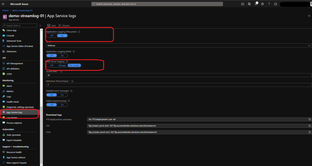 Configure Azure Web App Logging With .NET 5 – achraf ben alaya